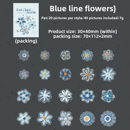 40 Pcs Crocheted Flowers Series Vintage Embroidered Flowers Stickers
