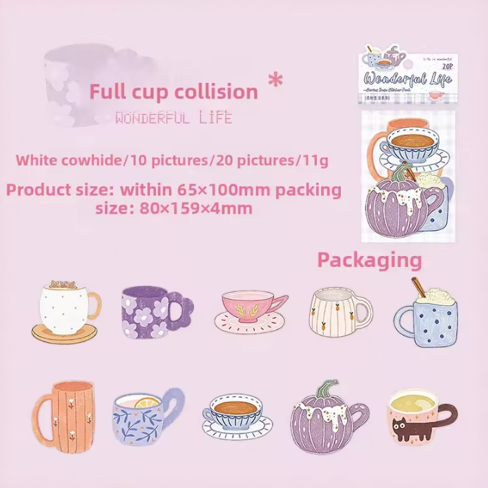 20 Pcs Wonderful Life Series Hand-drawn Style Stickers