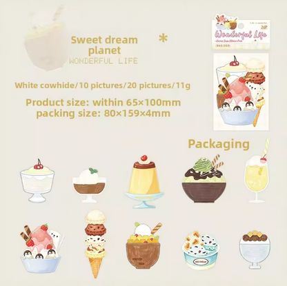 20 Pcs Wonderful Life Series Hand-drawn Style Stickers