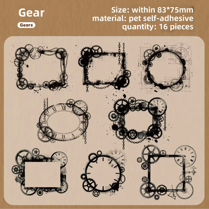 16 Pcs Black and White Film Frame Series Vintage border Stickers