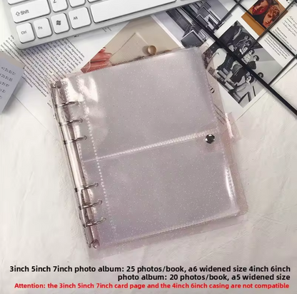 6 ring Loose leaf Photo Album Transparent Glittery Storage Journal