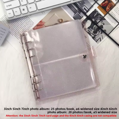 6 ring Loose leaf Photo Album Transparent Glittery Storage Journal