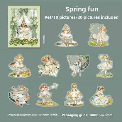 20 Pcs Fufu's Starry Series Lolita themed Retro Character Stickers