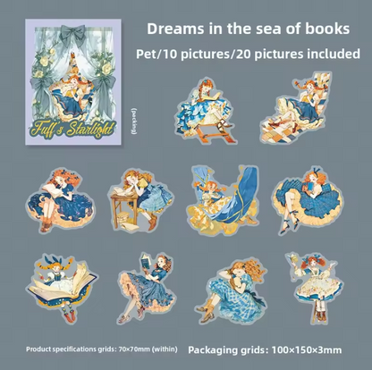 20 Pcs Fufu's Starry Series Lolita themed Retro Character Stickers