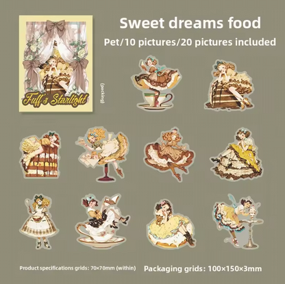 20 Pcs Fufu's Starry Series Lolita themed Retro Character Stickers