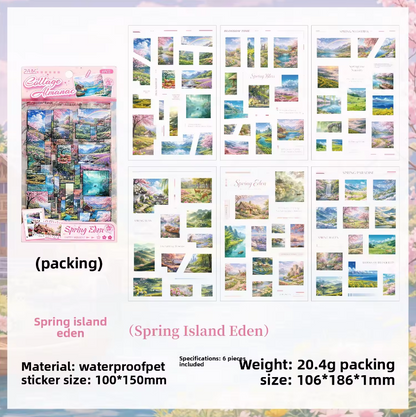 6 Sheets Collage Chronicles Series Decorative Landscaping Stickers