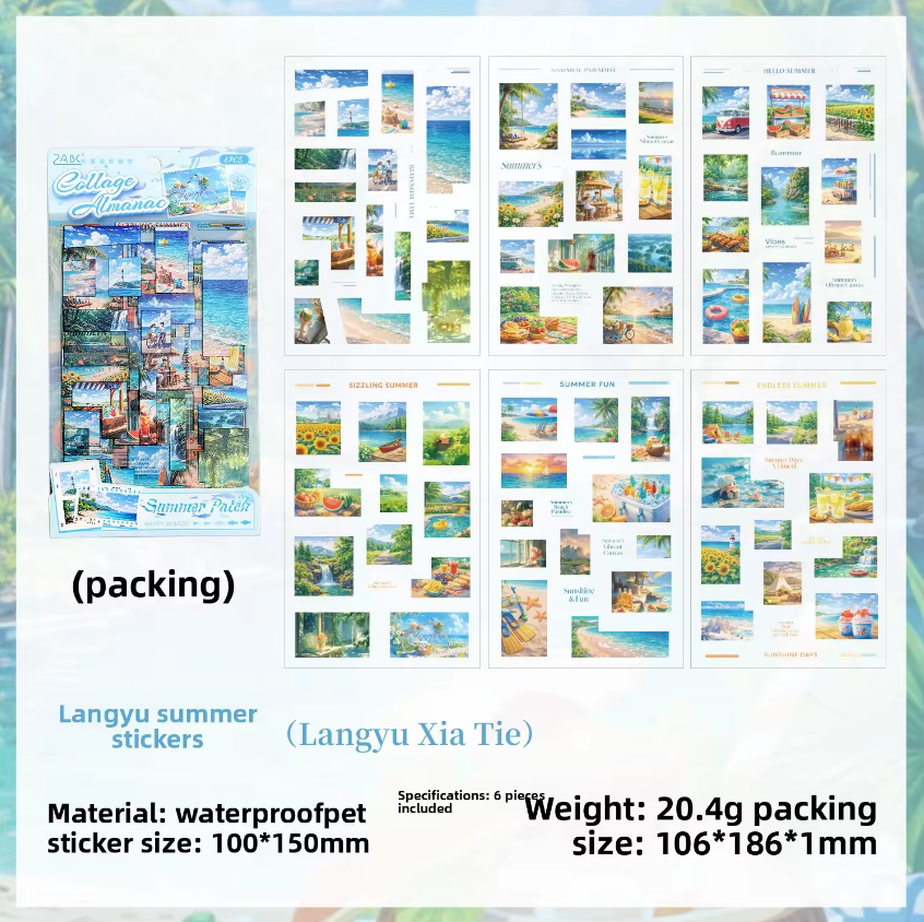6 Sheets Collage Chronicles Series Decorative Landscaping Stickers