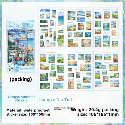 6 Sheets Collage Chronicles Series Decorative Landscaping Stickers
