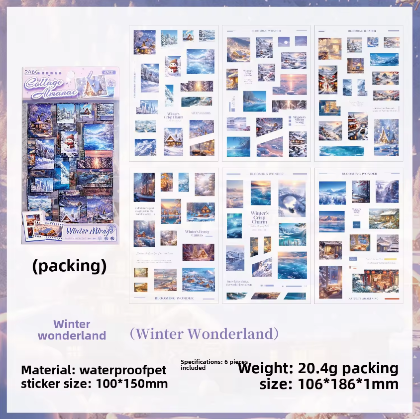 6 Sheets Collage Chronicles Series Decorative Landscaping Stickers