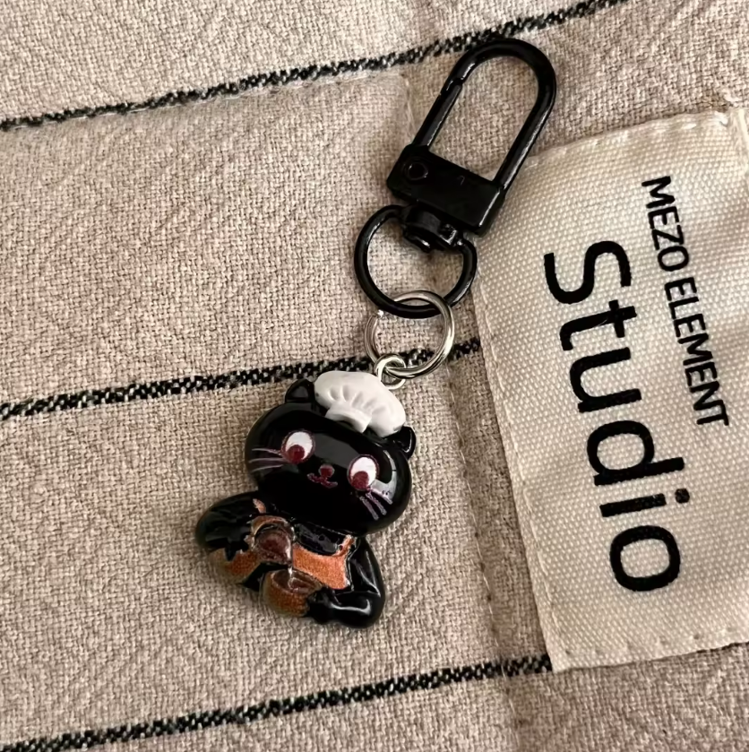 1 Pc Cute Black Cat Coffee Keychain Cute Charms