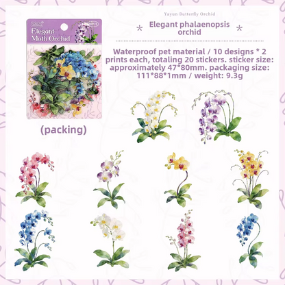 20 Pcs Tinglan Flora Series Pretty Flower Stickers