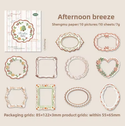 10 Pcs Milky White Border Vintage-inspired Lace patterned Stickers