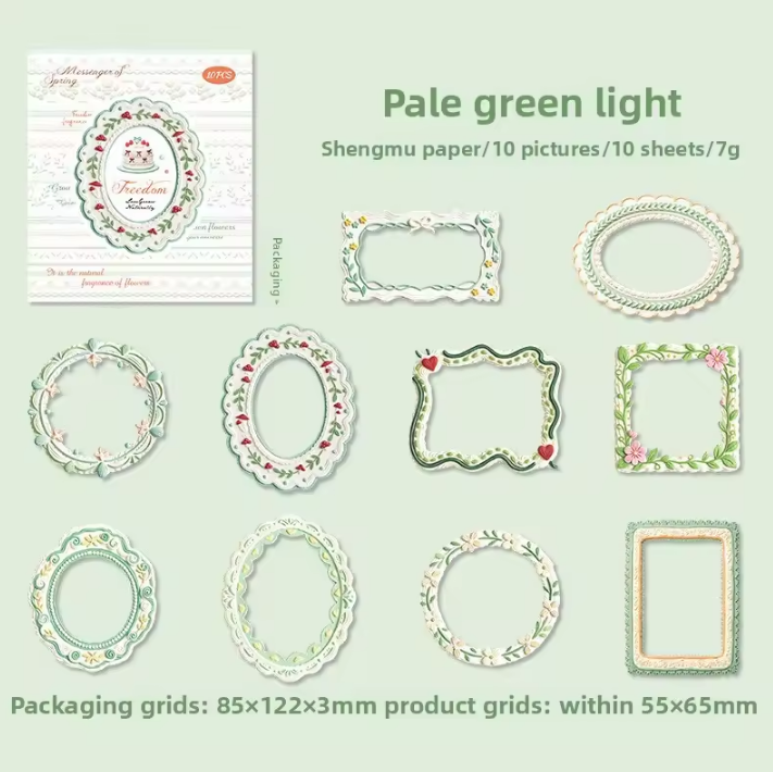 10 Pcs Milky White Border Vintage-inspired Lace patterned Stickers