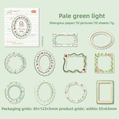 10 Pcs Milky White Border Vintage-inspired Lace patterned Stickers