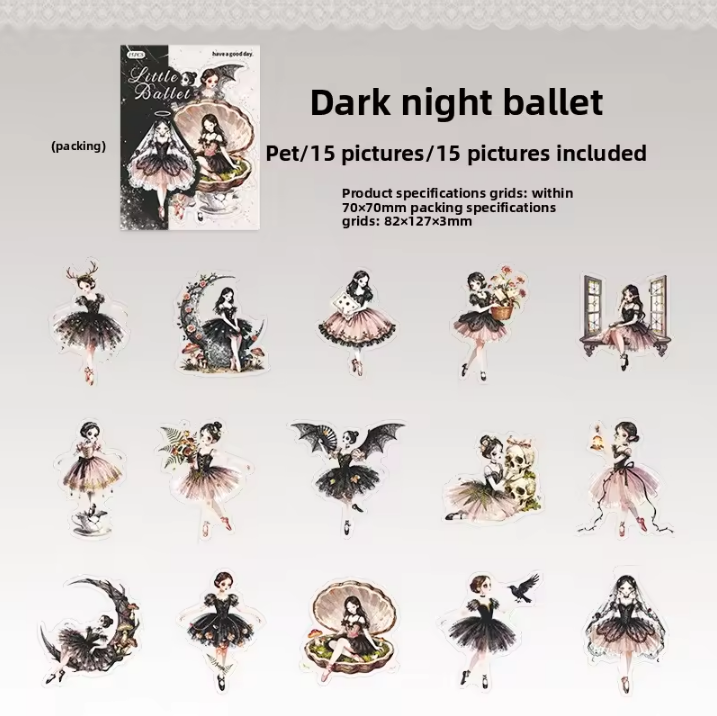 15 Pcs Little Ballet Series Dreamy Retro Character Stickers