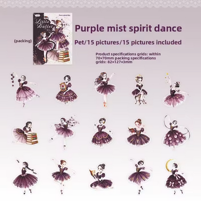 15 Pcs Little Ballet Series Dreamy Retro Character Stickers