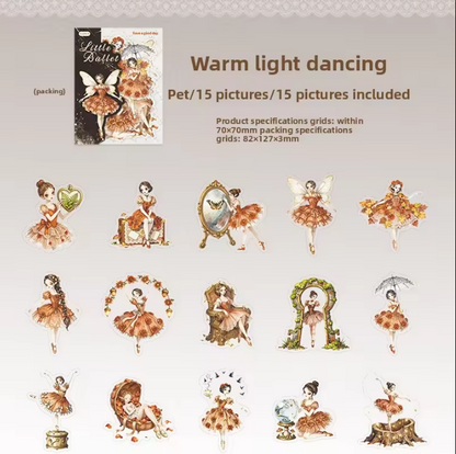 15 Pcs Little Ballet Series Dreamy Retro Character Stickers