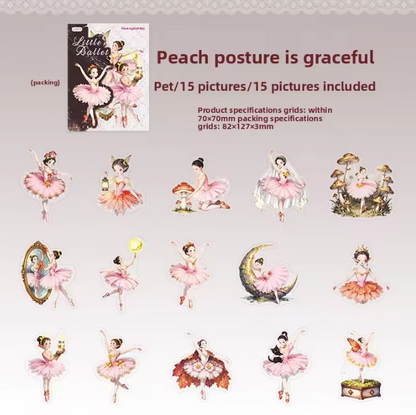 15 Pcs Little Ballet Series Dreamy Retro Character Stickers