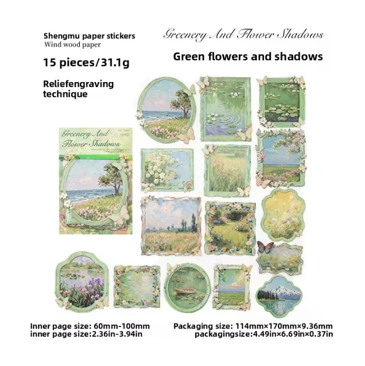 15 Pcs Monet Picture Frame Series Vintage style Creative Stickers