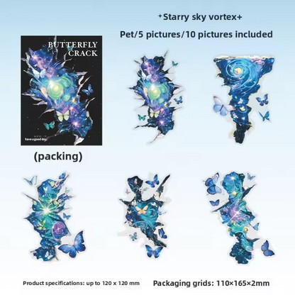 10 Pcs Cracked Butterfly Whispers Series Vintage Scenery Stickers