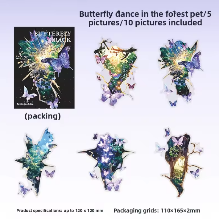 10 Pcs Cracked Butterfly Whispers Series Vintage Scenery Stickers