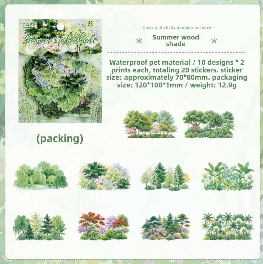 20 Pcs Four Seasons of The Forest Series Journaling Stickers
