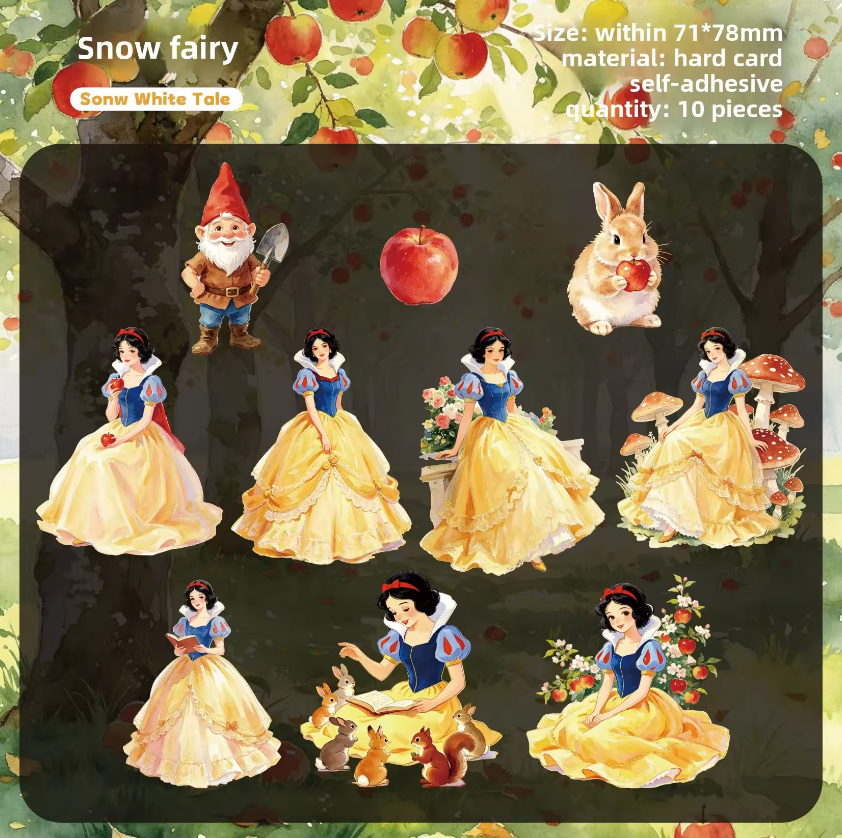 10 Pcs Enchanted Dreams Fairy Tale Journaling Stickers
