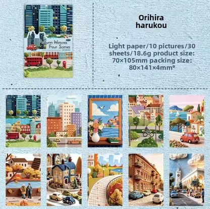 30 Sheets Four Scenes of Autumn Weaving 3D Crochet Landscape Stickers