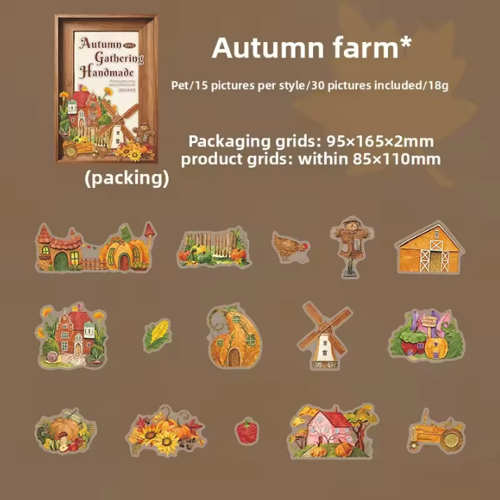 30 Pcs Autumn Gathering Handmade Series Beautiful Retro Stickers
