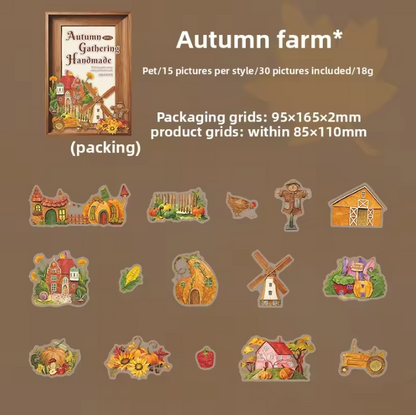 30 Pcs Autumn Gathering Handmade Series Beautiful Retro Stickers