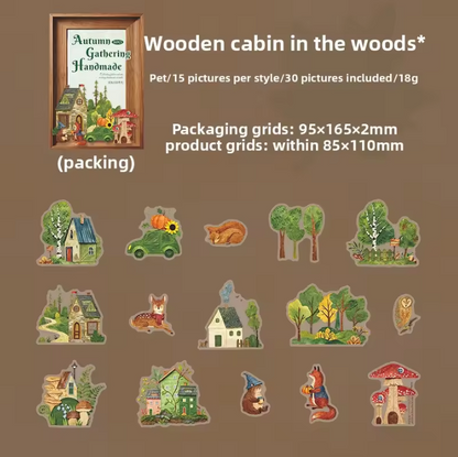 30 Pcs Autumn Gathering Handmade Series Beautiful Retro Stickers