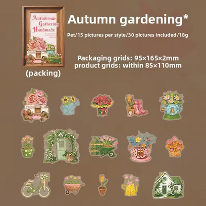 30 Pcs Autumn Gathering Handmade Series Beautiful Retro Stickers