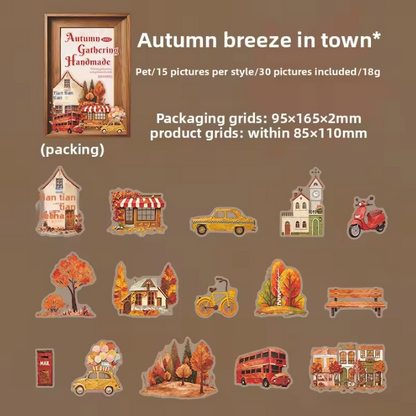 30 Pcs Autumn Gathering Handmade Series Beautiful Retro Stickers