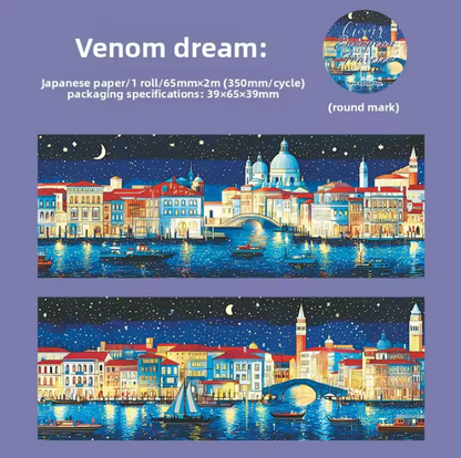 1 Roll Travel Scenery Themed  European Traveler Series Retro Washi Tape