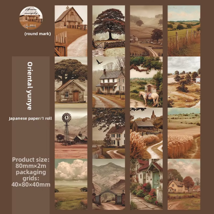 1 Roll Large-Size Scenic Afternoon Countryside Tape