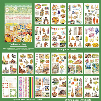 20 Sheets Taste of Thailand Sticker Book for Scrapbooking