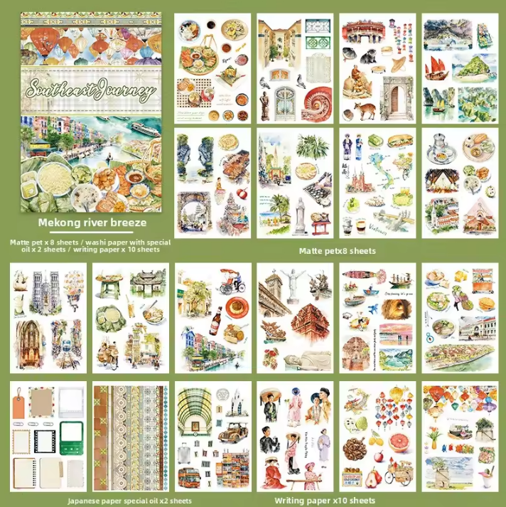 20 Sheets Southeast Journey landscape Sticker Book for Scrapbooking