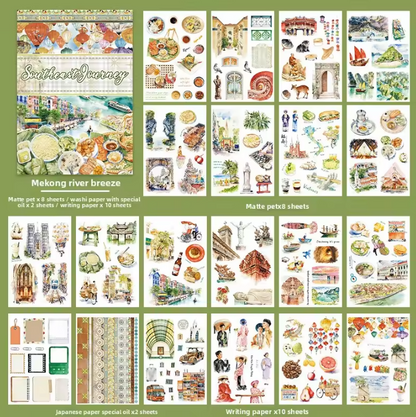 20 Sheets Southeast Journey landscape Sticker Book for Scrapbooking