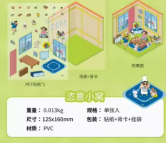 3 sheets Shinchan at Home 3D Scenery Stickers Cute Cartoon Stickers