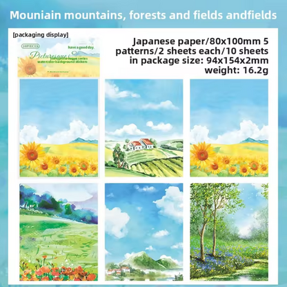 10 Sheets Picturesque Views Series Landscaping Washi Stickers