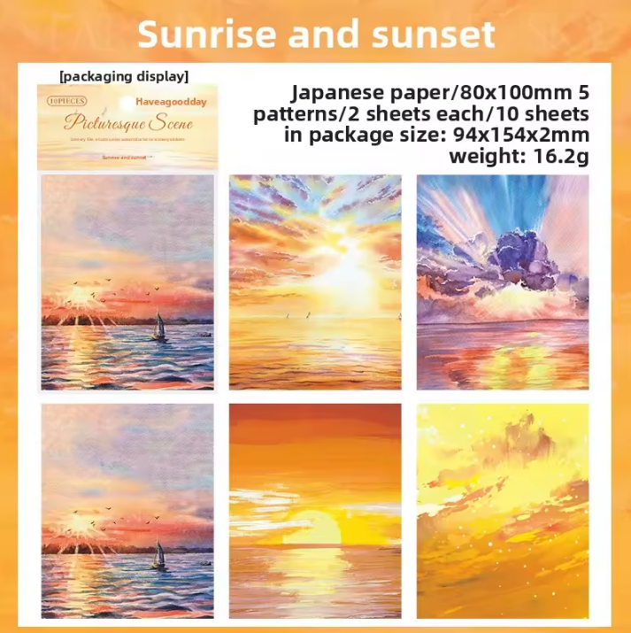10 Sheets Picturesque Views Series Landscaping Washi Stickers