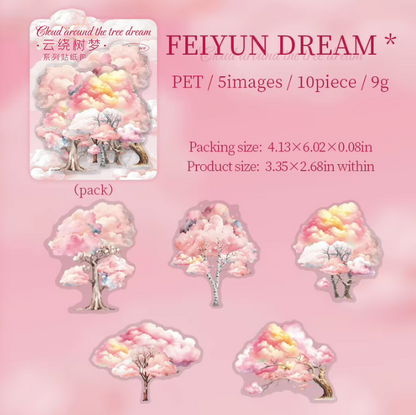 10 Pcs Cloud Tree Dream Tree Landscaping Stickers for Journaling