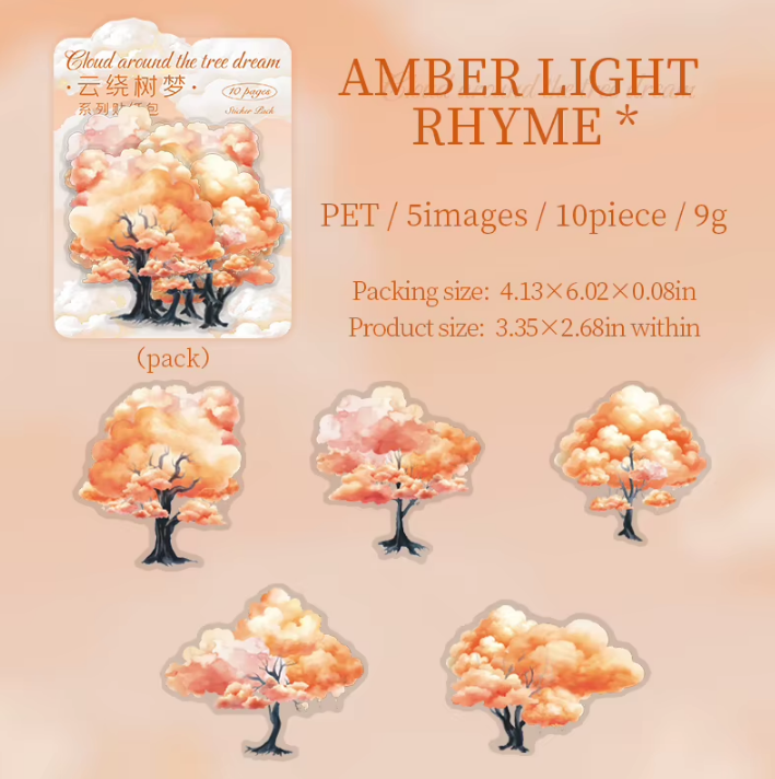 10 Pcs Cloud Tree Dream Tree Landscaping Stickers for Journaling