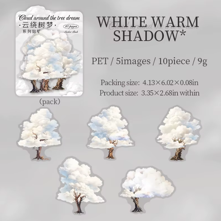 10 Pcs Cloud Tree Dream Tree Landscaping Stickers for Journaling