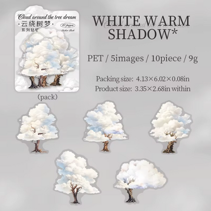 10 Pcs Cloud Tree Dream Tree Landscaping Stickers for Journaling