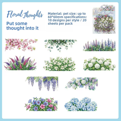 20 Pcs Poems in Bloom Floral Thoughts Journaling Stickers