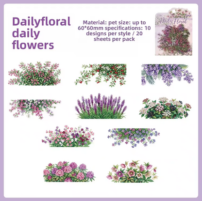 20 Pcs Poems in Bloom Floral Thoughts Journaling Stickers