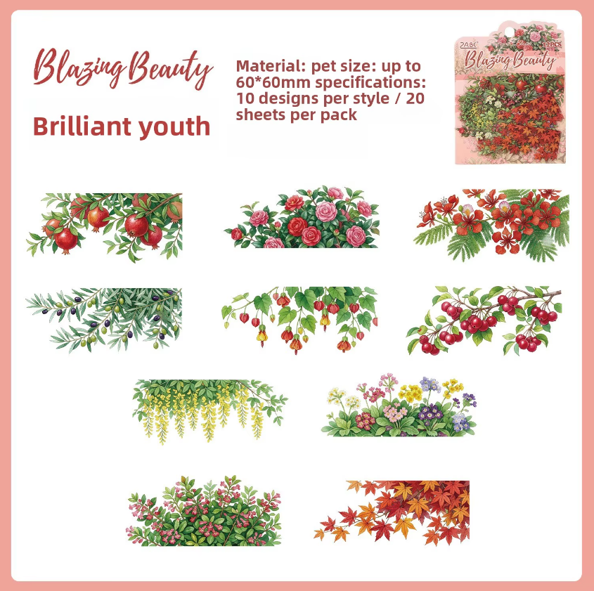 20 Pcs Poems in Bloom Floral Thoughts Journaling Stickers