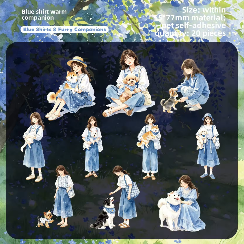 20 Collect Cuties Series Girl with Pets Character-themed Stickers