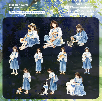 20 Collect Cuties Series Girl with Pets Character-themed Stickers